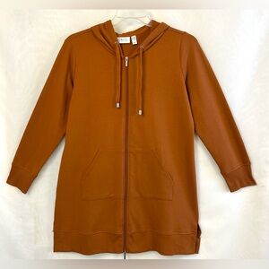 New Denim & Co QVC Active French Terry Full Zip Tunic Jacket / Small Petite